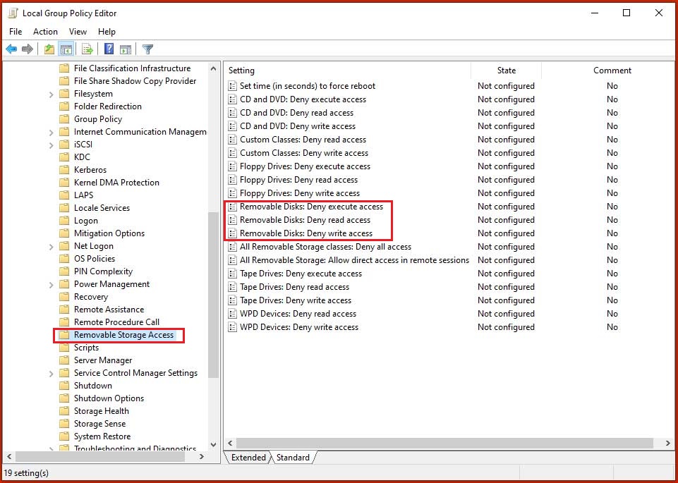 Disable USB Storage by Using the Group Policy Editor