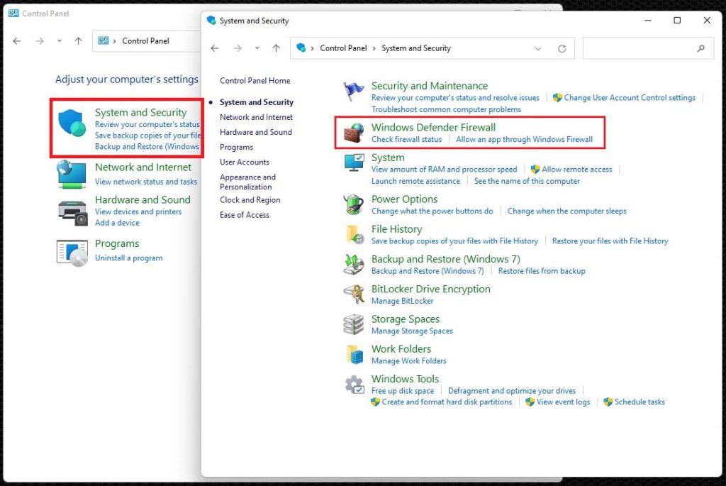 Turn Windows Firewall on or off