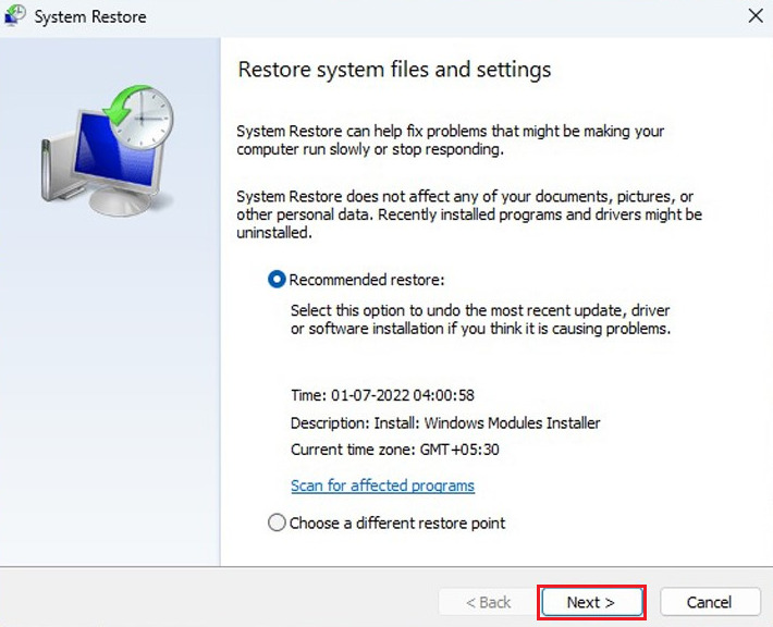 System Restore fltmgr.sys